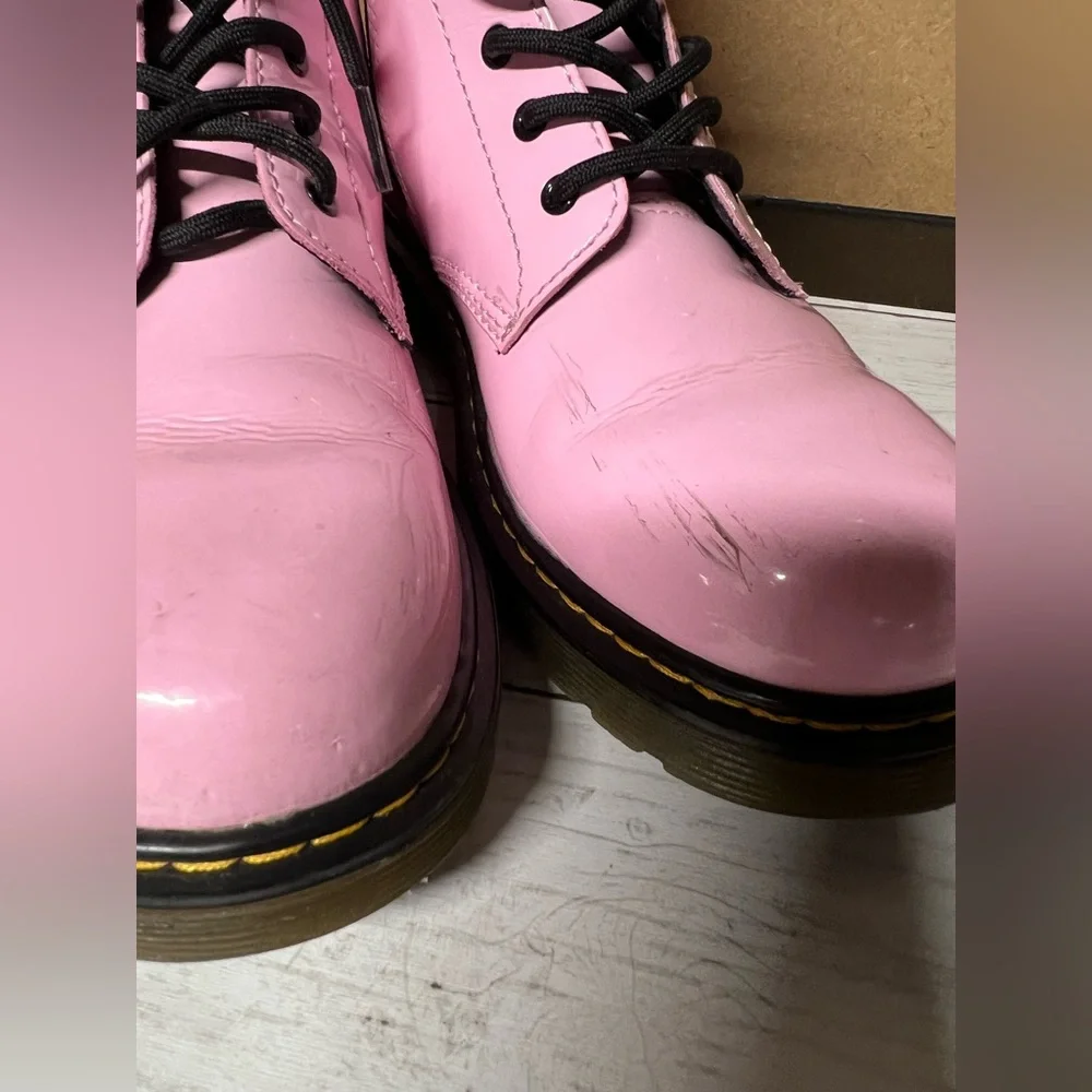Dr. Martens Glossy Pink Combat Boots size 5 M - Picture 3 of 10
